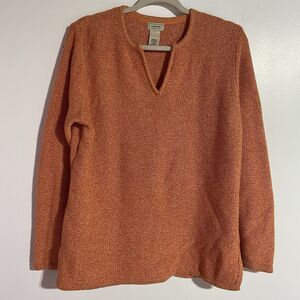 L.L. Bean Orange V-Neck Sweater